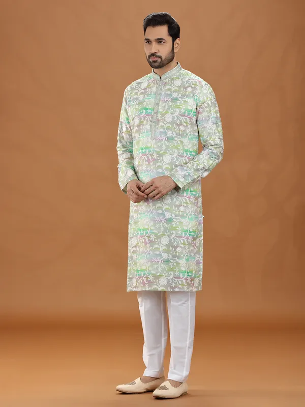 Multi color viscose kurta suit with detailing