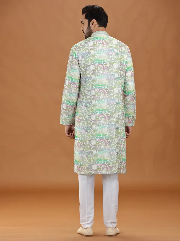 Multi color viscose kurta suit with detailing