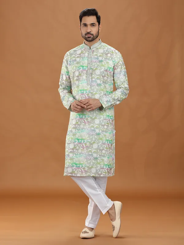 Multi color viscose kurta suit with detailing