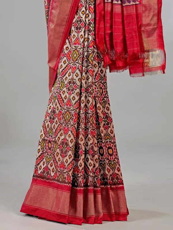 Multi color zari weaving patola silk saree for festive glow