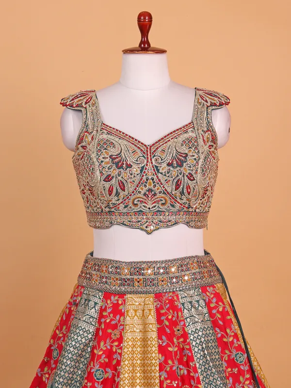 Multi hue shaded raw silk lehenga choli