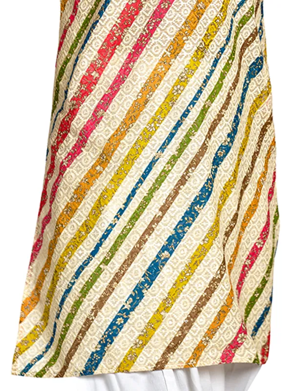Multi hue striped kurta for men