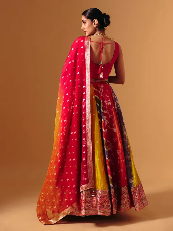 Multicolor banarasi silk embellished lehenga choli