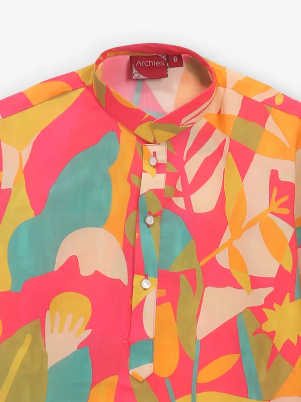 Multicolor cotton kurta set with print
