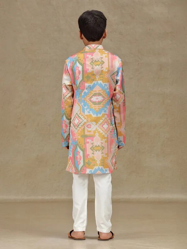 Multicolor cotton silk kurta suit for festive wear