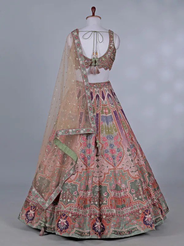 Multicolor cotton silk lehenga choli for wedding wear