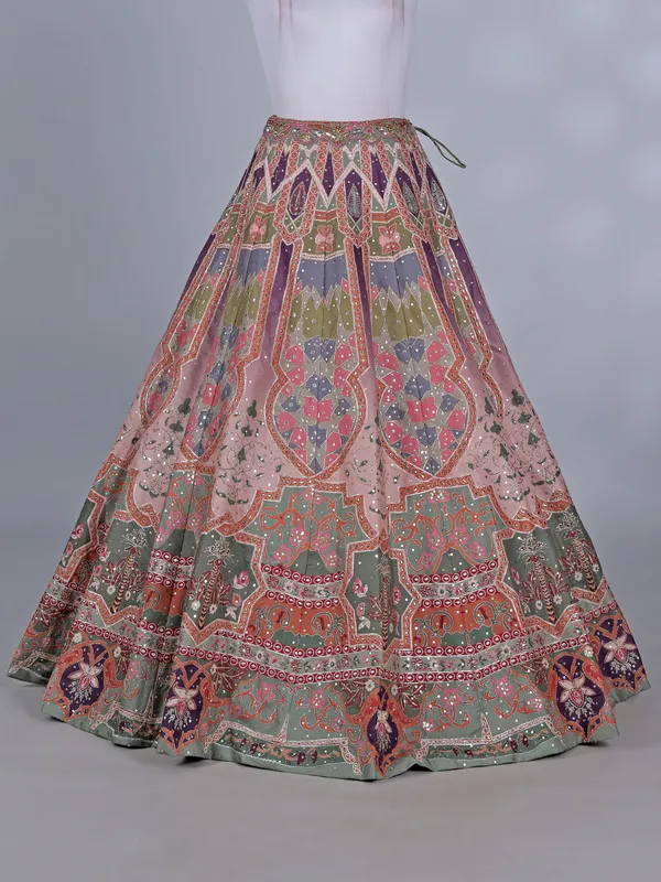 Multicolor cotton silk lehenga choli for wedding wear