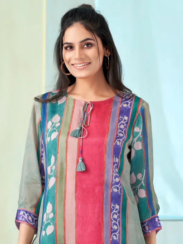 Multicolor cotton silk top for women