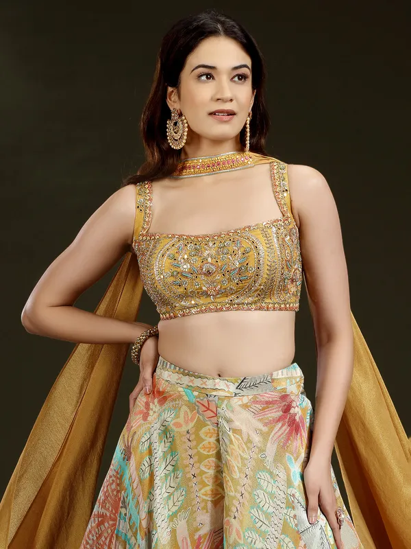 Multicolor crepe silk palazzo suit