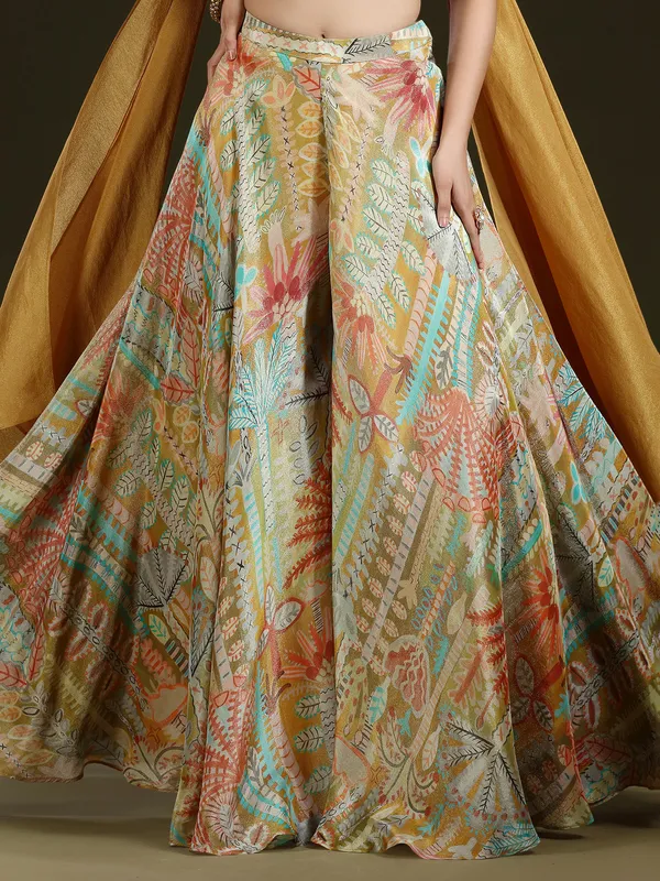 Multicolor crepe silk palazzo suit