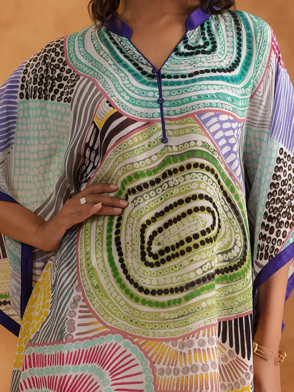 Multicolor crepe silk printed ponchos top for casual