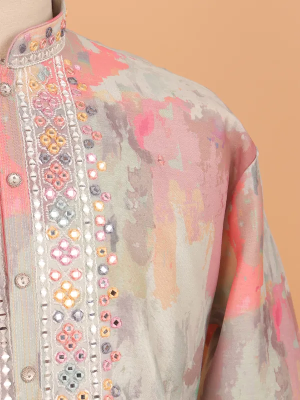 Multicolor festive cotton kurta set for men