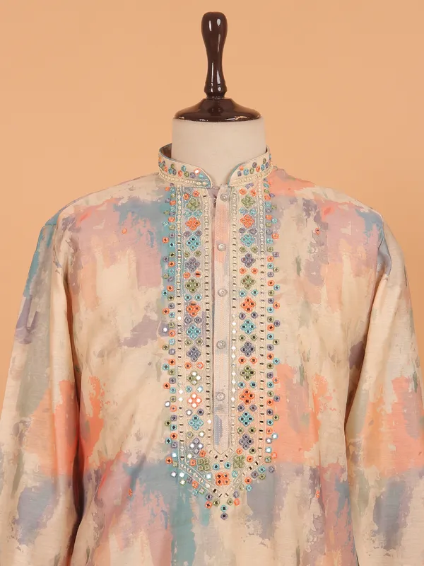 Multicolor festive  kurta set for men