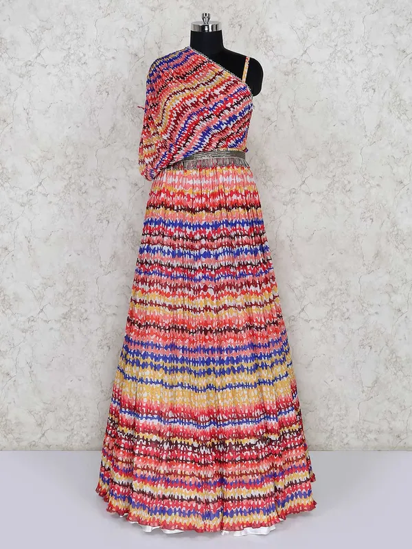 Multicolor floor length anarkali suit for party