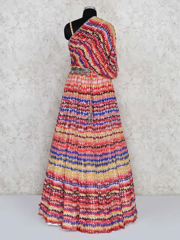 Multicolor floor length anarkali suit for party