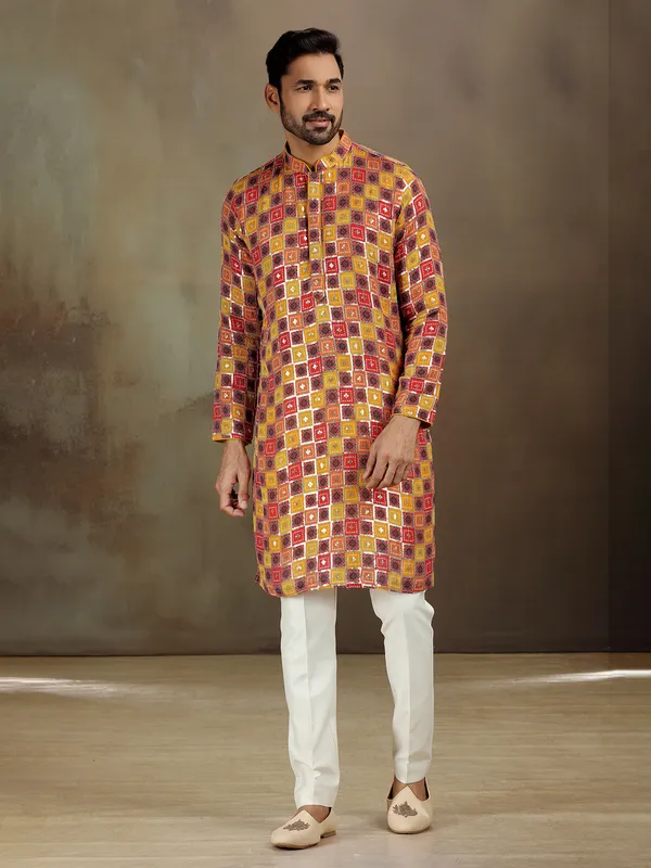 Multicolor georgette kurta set with sparkle