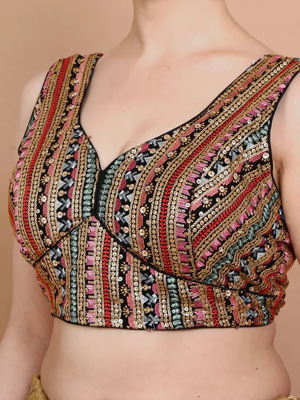 Multicolor georgette sleeveless ready made blouse