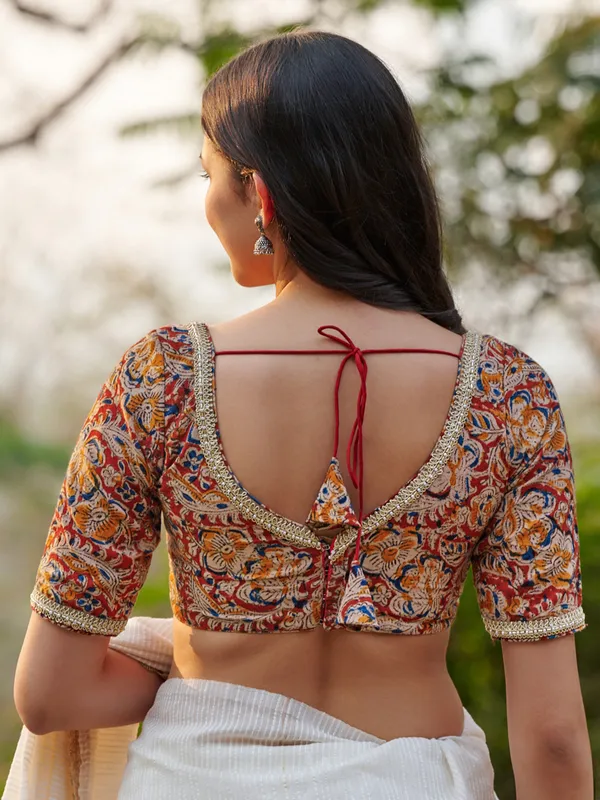 Multicolor kalamkari cotton ready made blouse
