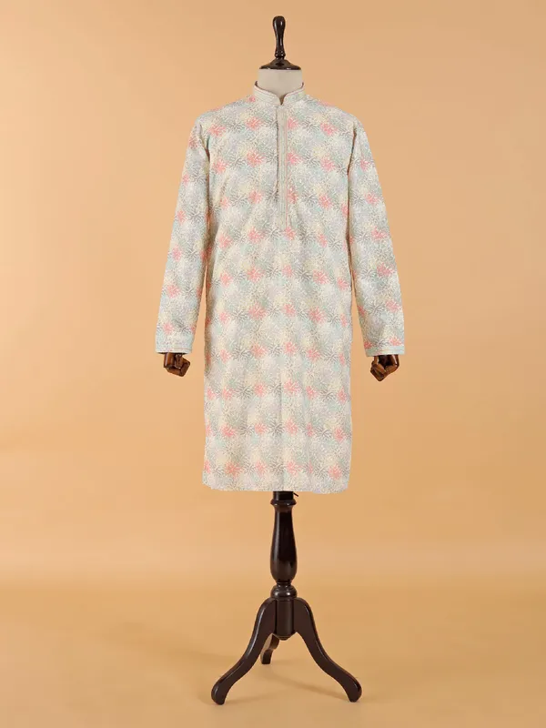 Multicolor kurta set for men in georgette