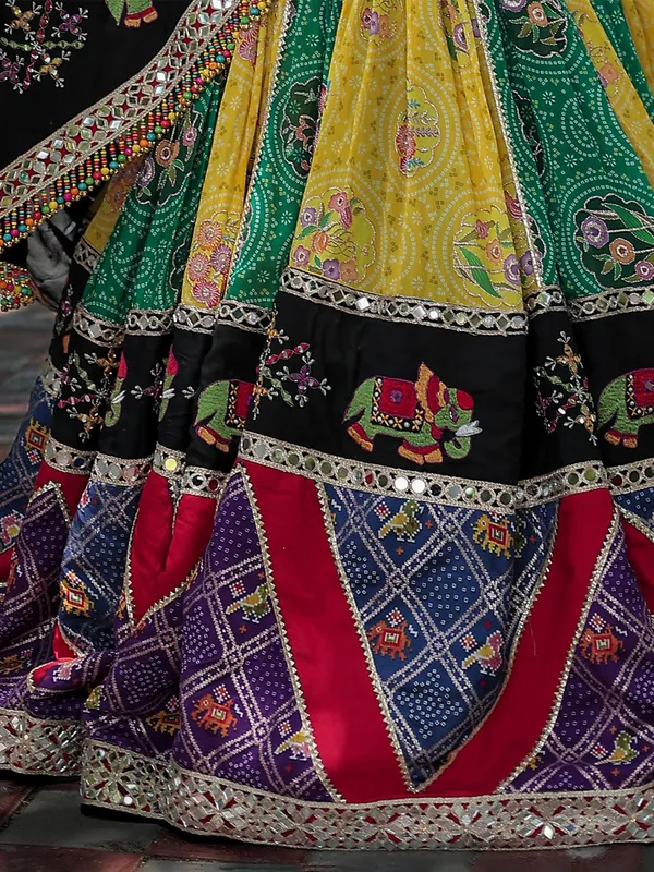 Multicolor printed bandhej lehenga choli for navratri