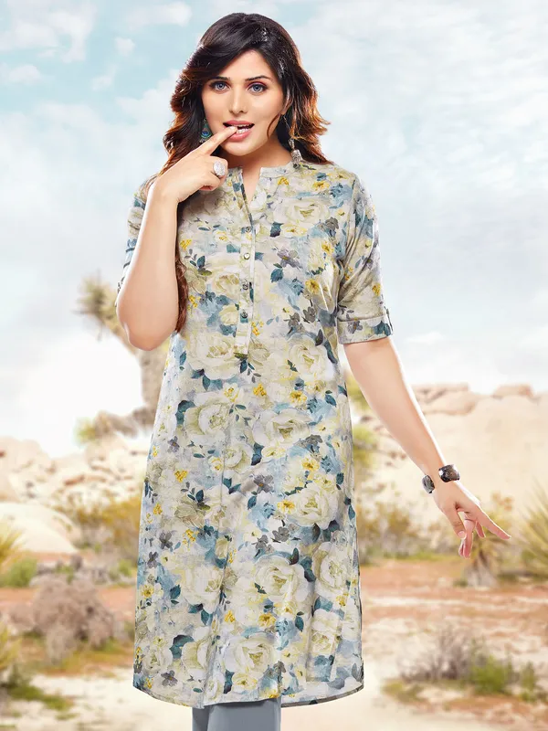Multicolor printed cotton kurti for casual