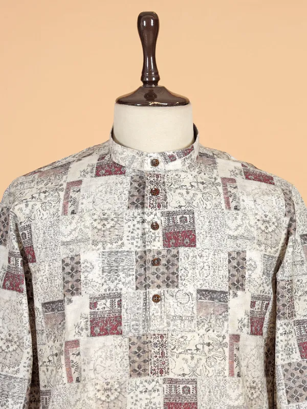 Multicolor printed kurta pajama set for men with cotton