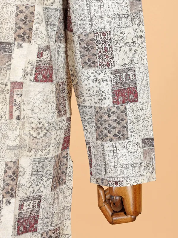 Multicolor printed kurta pajama set for men with cotton