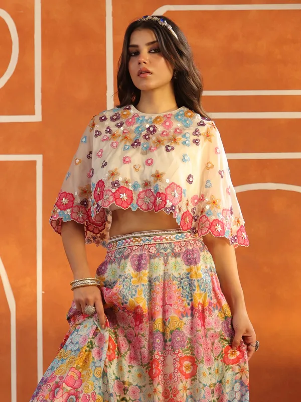 Multicolor printed lehenga choli in silk