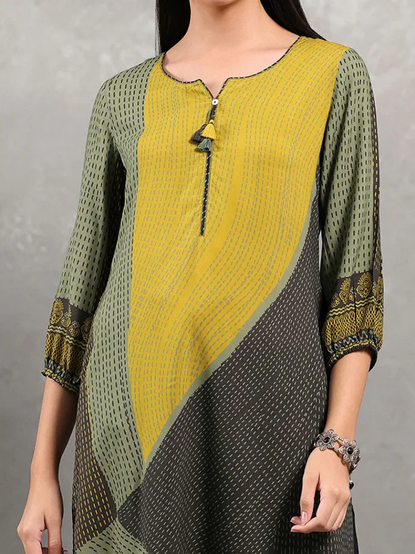 Multicolor printed satin kurti