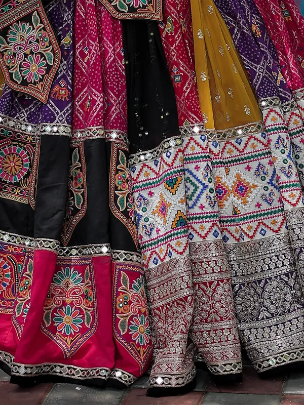 Multicolor printed silk lehenga choli for navratri