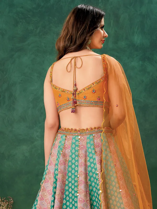 Multicolor raw silk wedding wear lehenga choli
