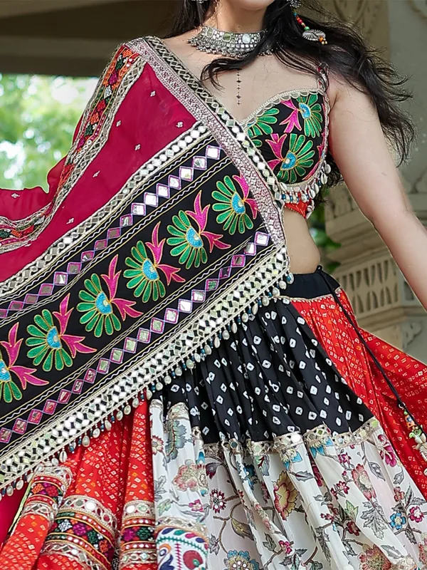 Multicolor silk printed lehenga choli for navratri