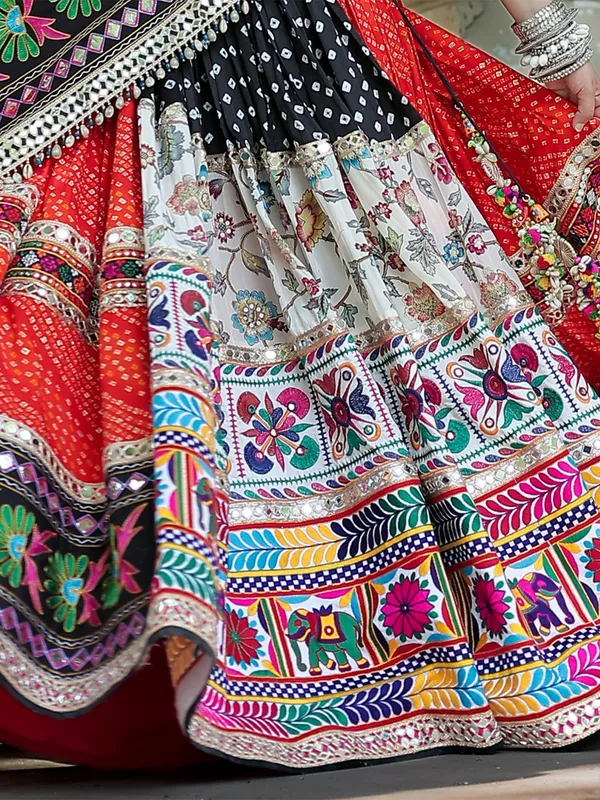 Multicolor silk printed lehenga choli for navratri