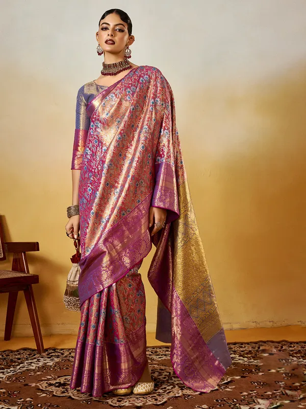 Multicolor silk saree with graceful zari weaving