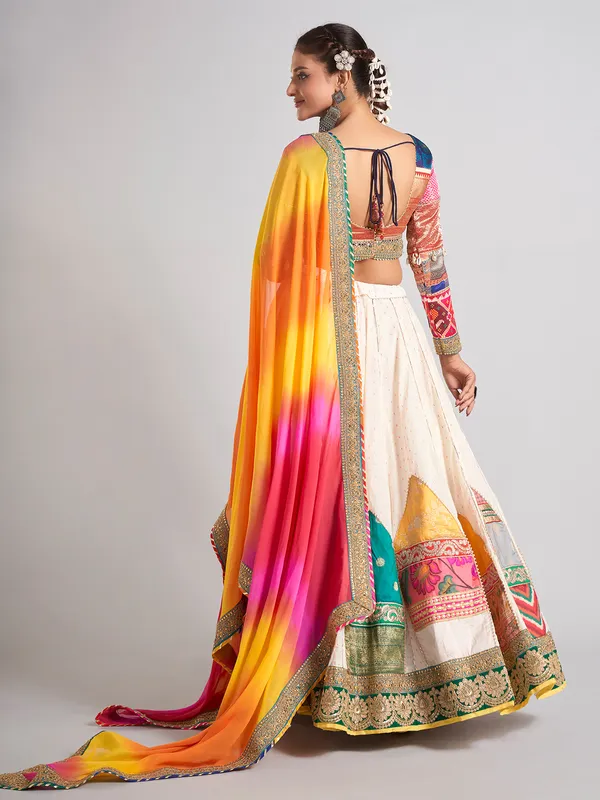 Multicolor silk traditional navratri chaniya choli