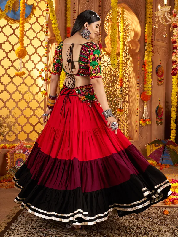 Multicolor viscose cotton navratri lehenga choli