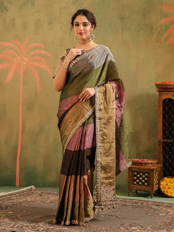 Multishade tissue silk with gota glam