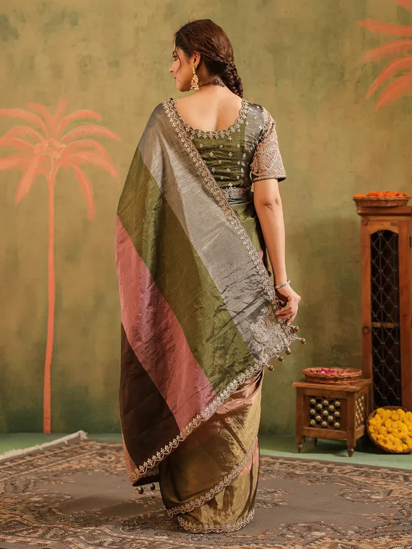 Multishade tissue silk with gota glam