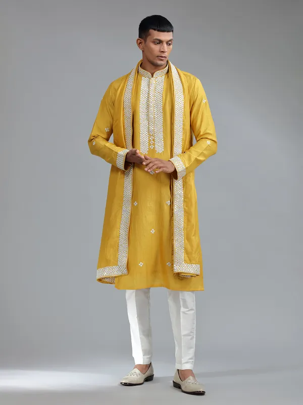 mustard georgette kurta suit