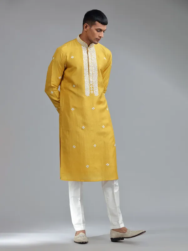 mustard georgette kurta suit