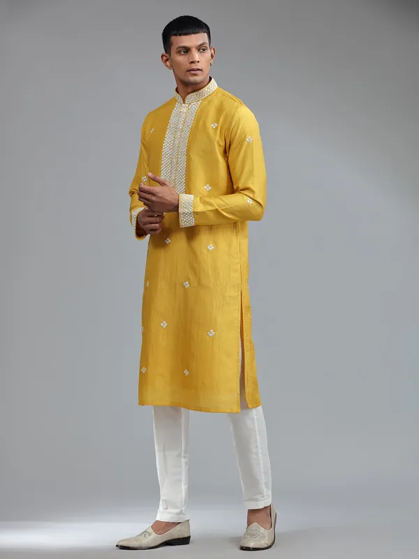 mustard georgette kurta suit