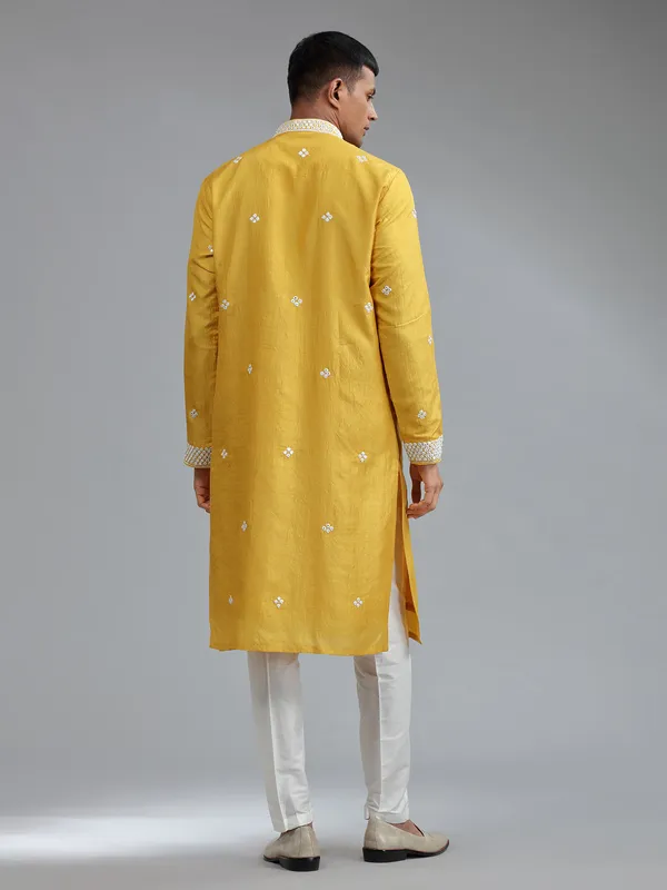 mustard georgette kurta suit