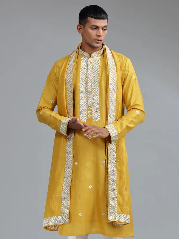 mustard georgette kurta suit