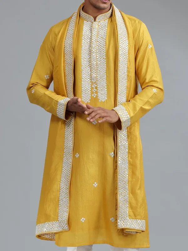 mustard georgette kurta suit