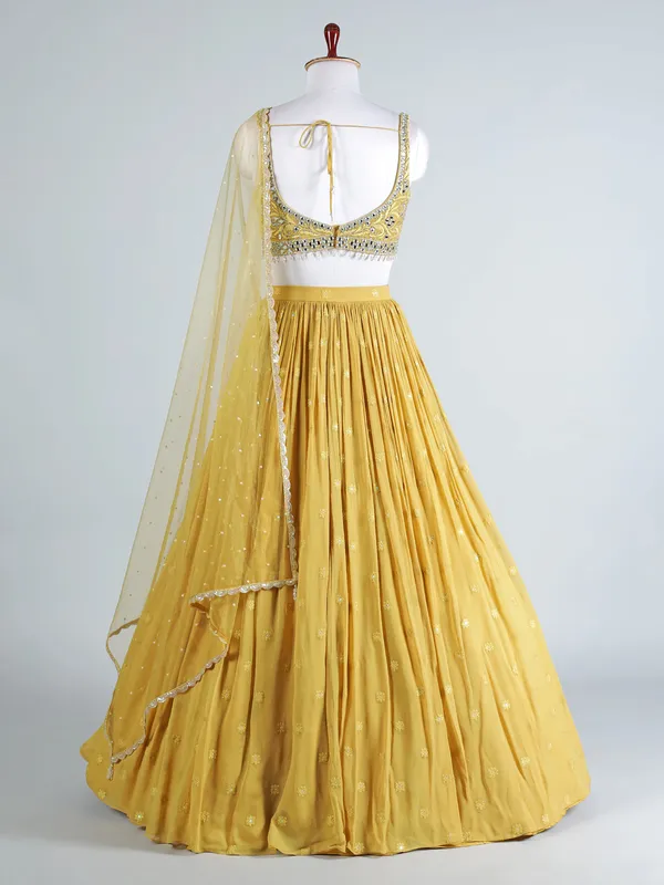 Mustard georgette lehenga choli set