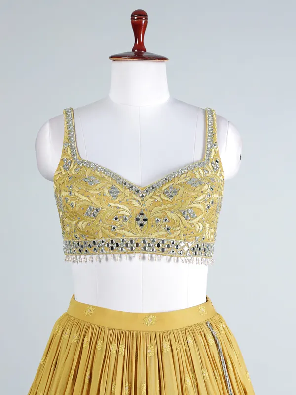 Mustard georgette lehenga choli set