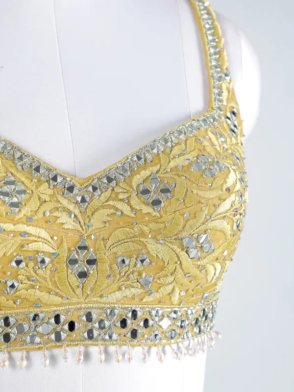 Mustard georgette lehenga choli set