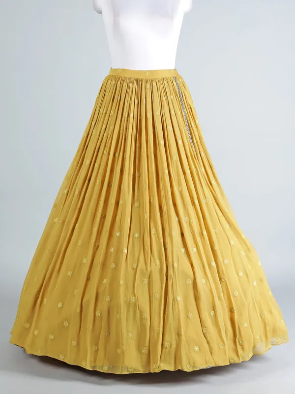 Mustard georgette lehenga choli set
