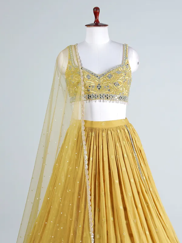 Mustard georgette lehenga choli set