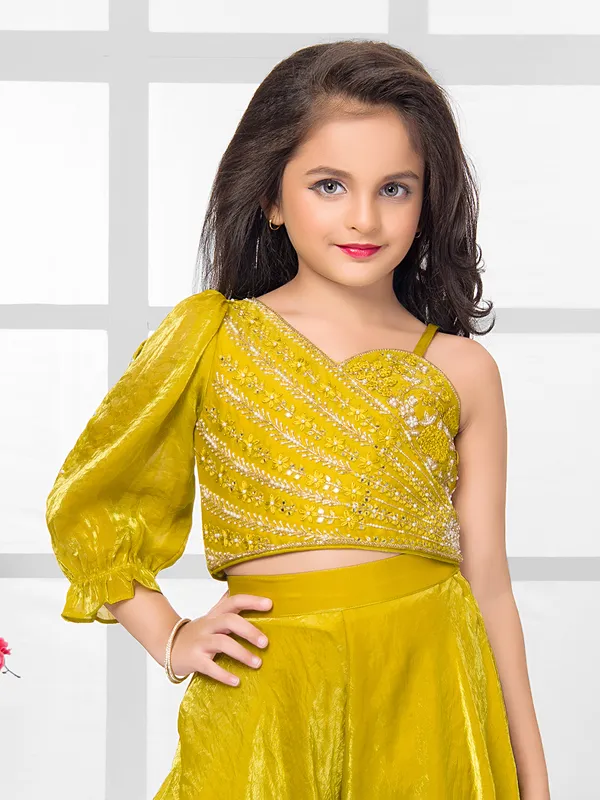 Mustard satin silk festive salwar suit
